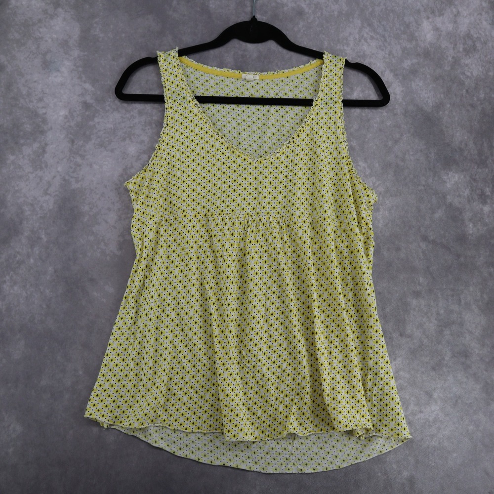 J.Crew Babydoll Tank Top Yellow Geometric Print Sleeveless Women's S Y2K Style